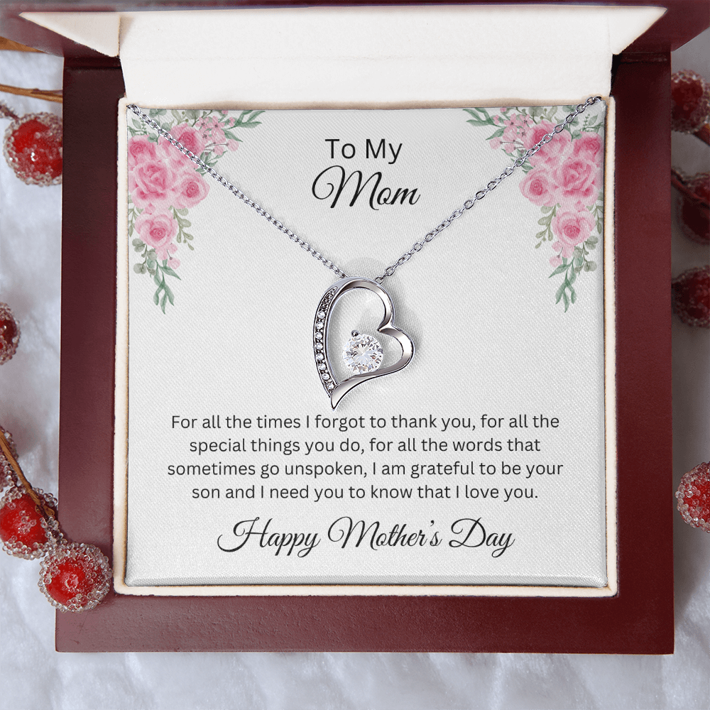 Forever Love Necklace/ To Mom Happy Mother's Day Love  Son