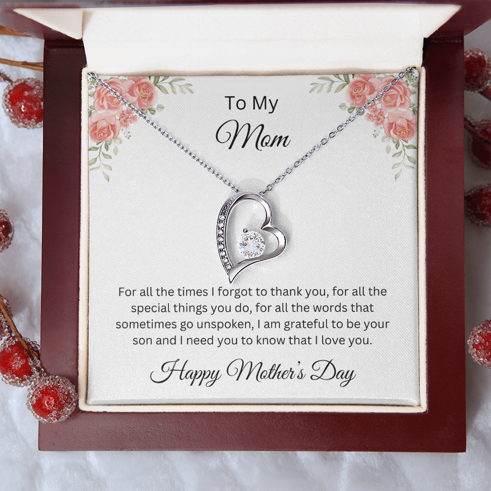 Forever Love Necklace/ To Mom, Happy Mother's Day Love, Son