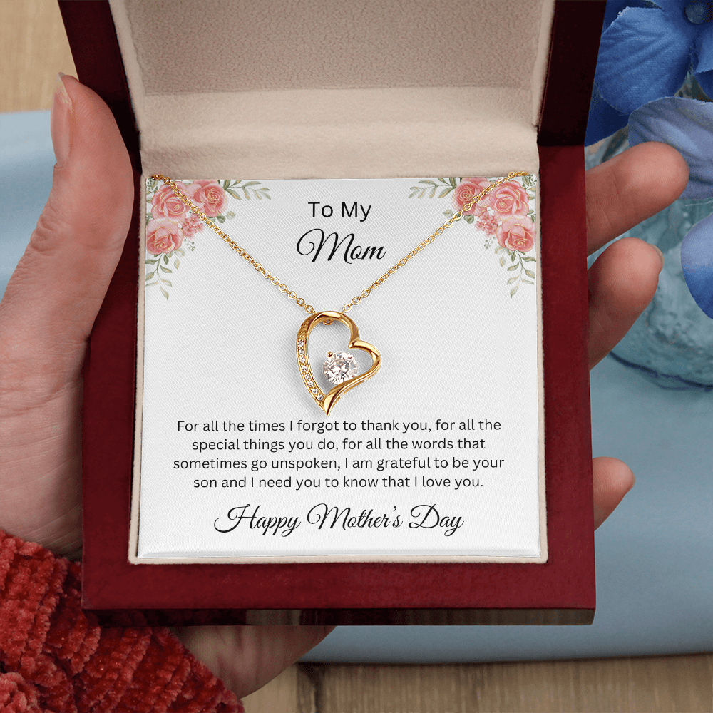 Forever Love Necklace/ To Mom, Happy Mother's Day Love, Son