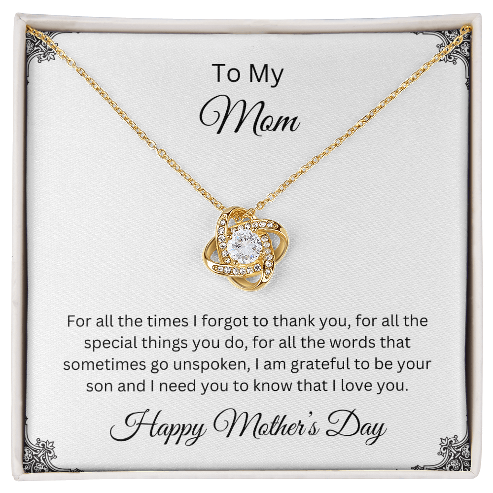 Love Knot Necklace/To My Mom Happy Mother's Day Love Son