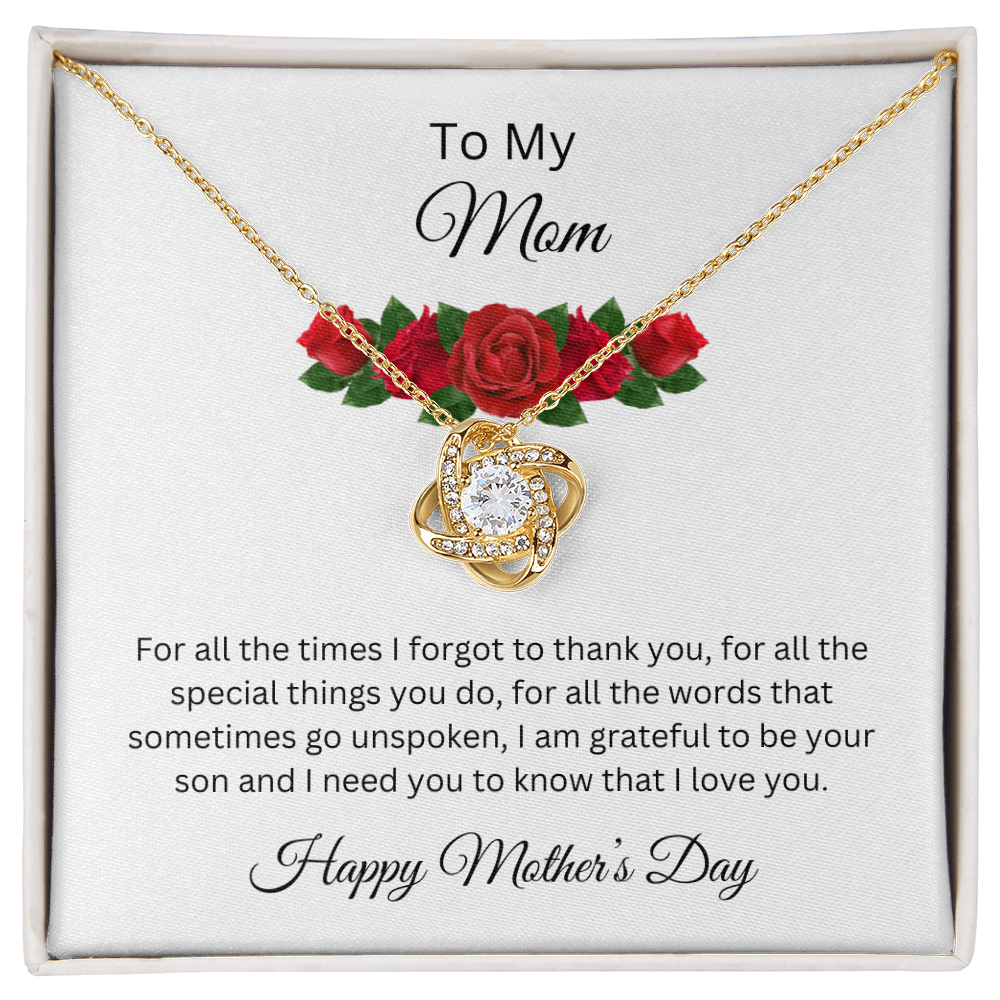 Love Knot Necklace/To My Mom Happy Mother's Day Love Son