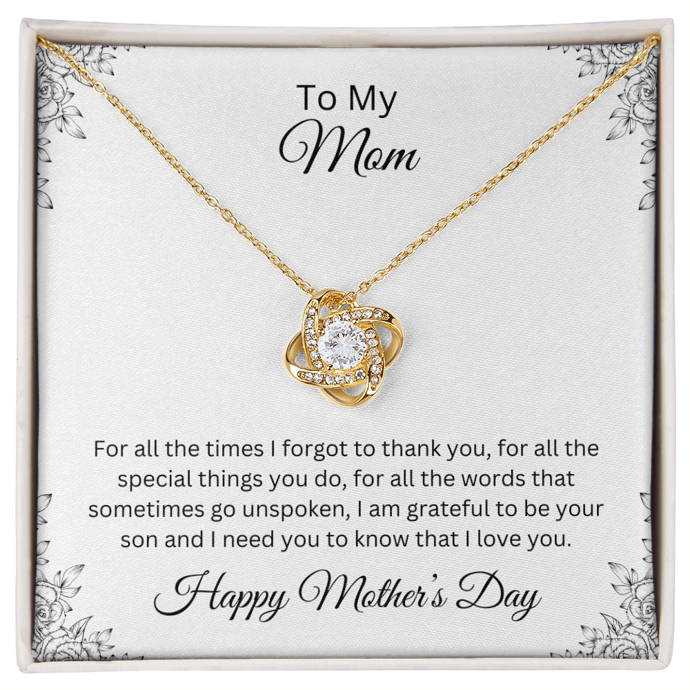 Love Knot Necklace/To My Mom Happy Mother's Day Love Son