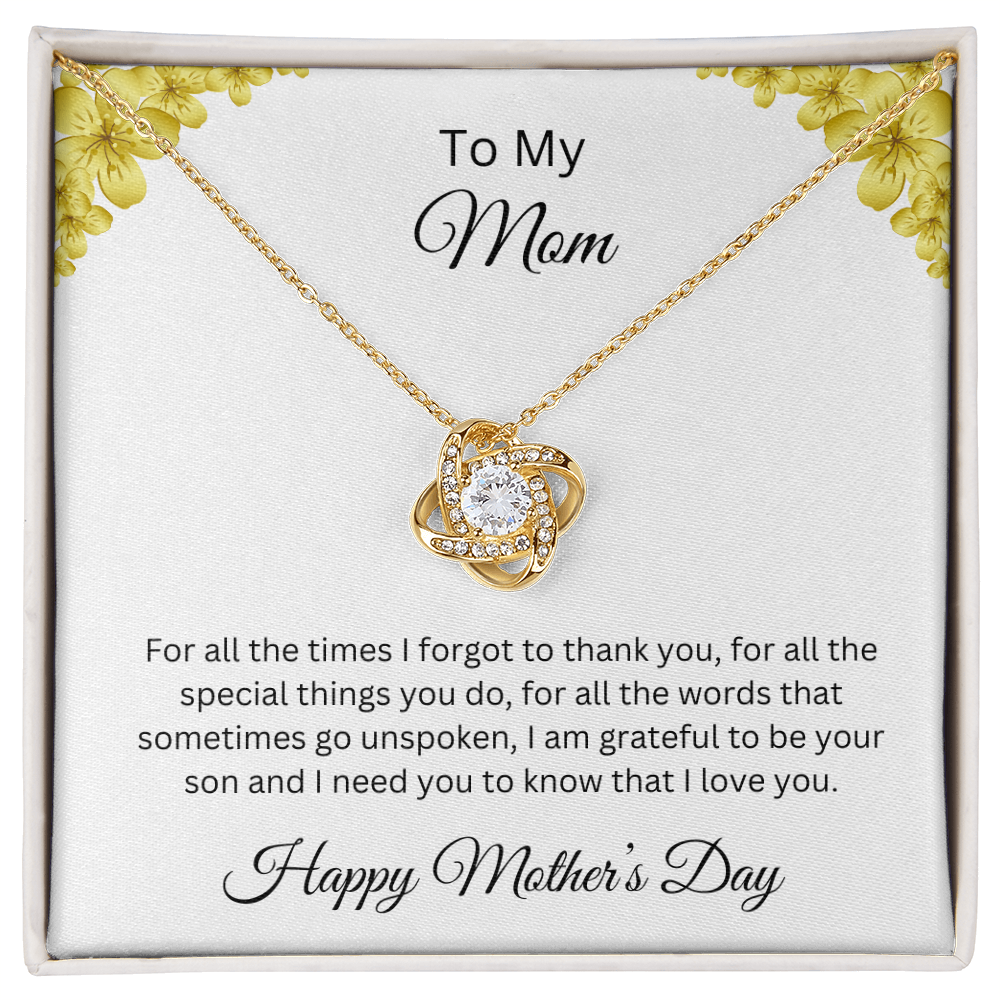 Love Knot Necklace/ To My Mom Happy Mother's Day Love Son