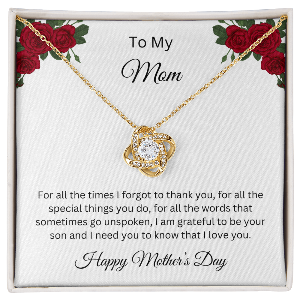 Love Knot Necklace/To My Mom Happy Mother's Day Love Son