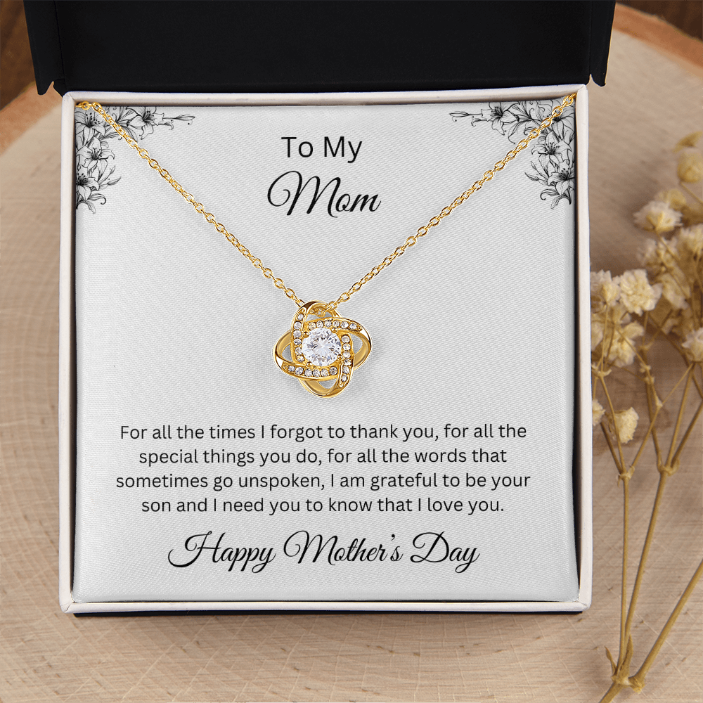 Love Knot Necklace/To My Mom Happy Mother's Day Love Son