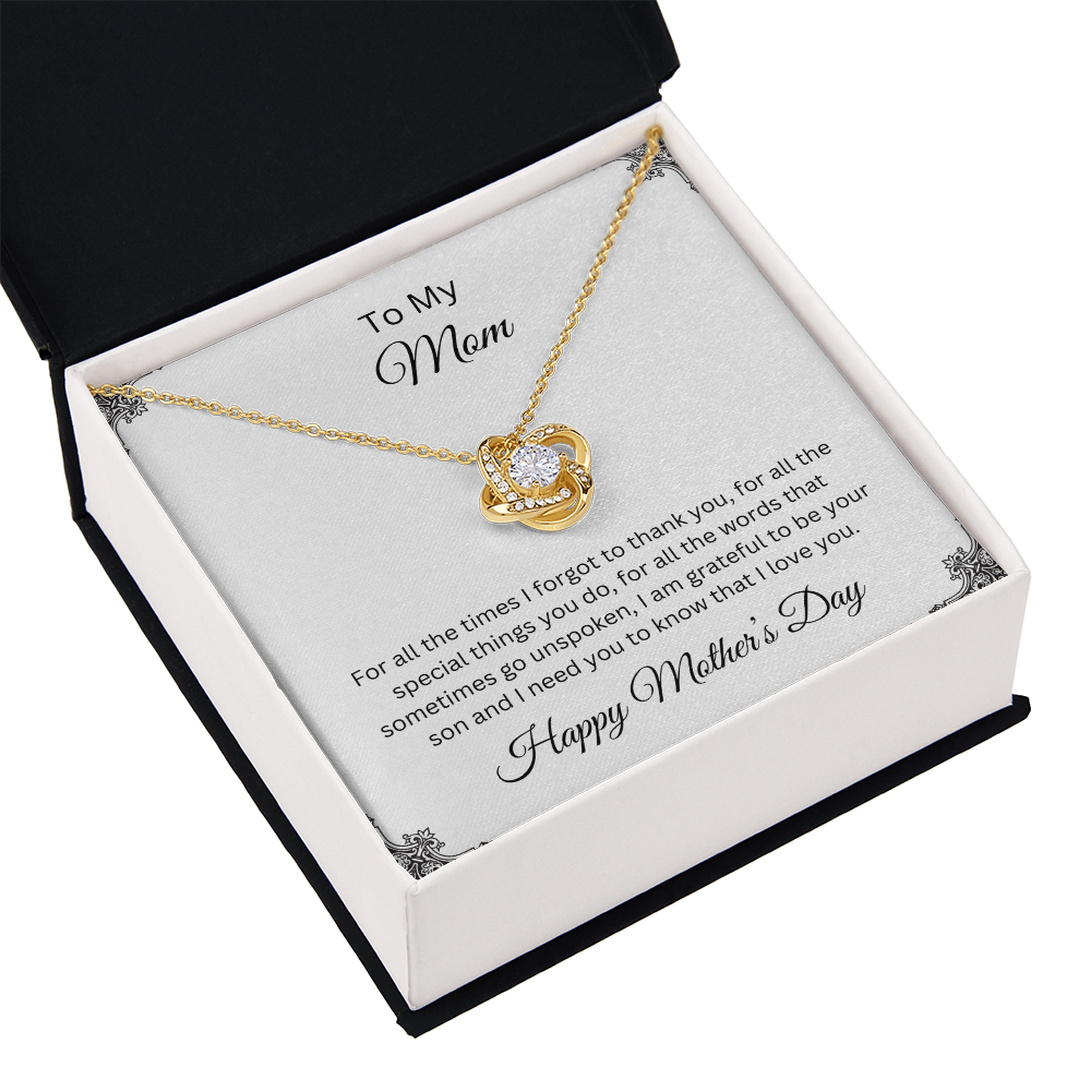 Love Knot Necklace/To My Mom Happy Mother's Day Love Son