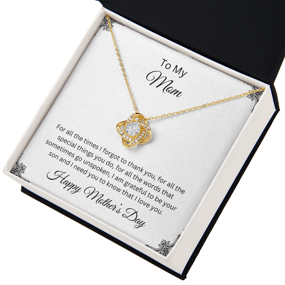 Love Knot Necklace/To My Mom Happy Mother's Day Love Son