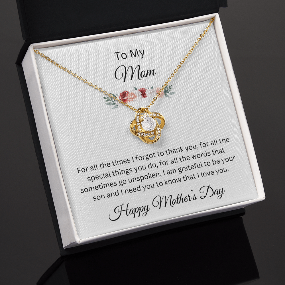 Love Knot Necklace/To My Mom Happy Mother's Day Love Son