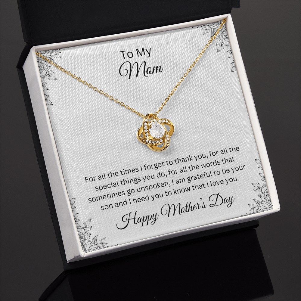 Love Knot Necklace/To My Mom Happy Mother's Day Love Son