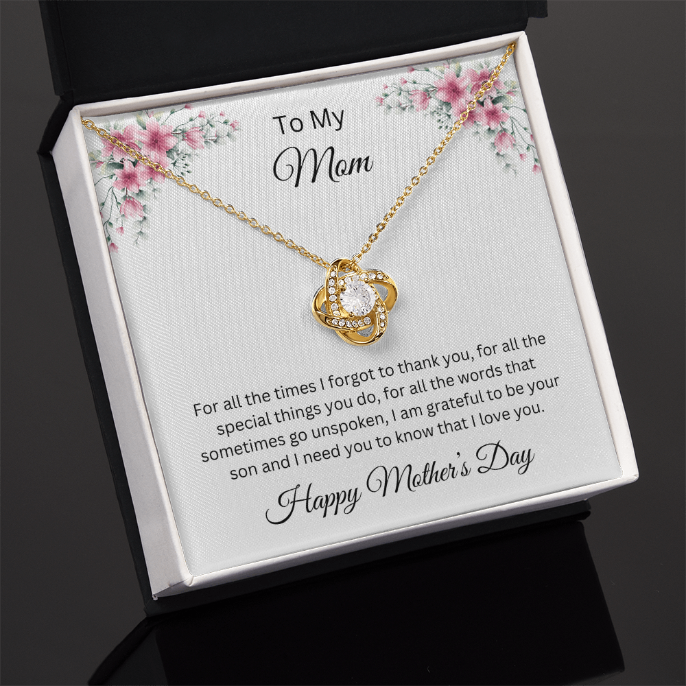 Love Knot Necklace/To My Mom Happy Mother's Day Love Son