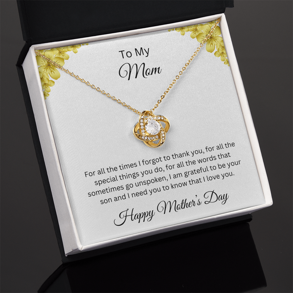 Love Knot Necklace/ To My Mom Happy Mother's Day Love Son