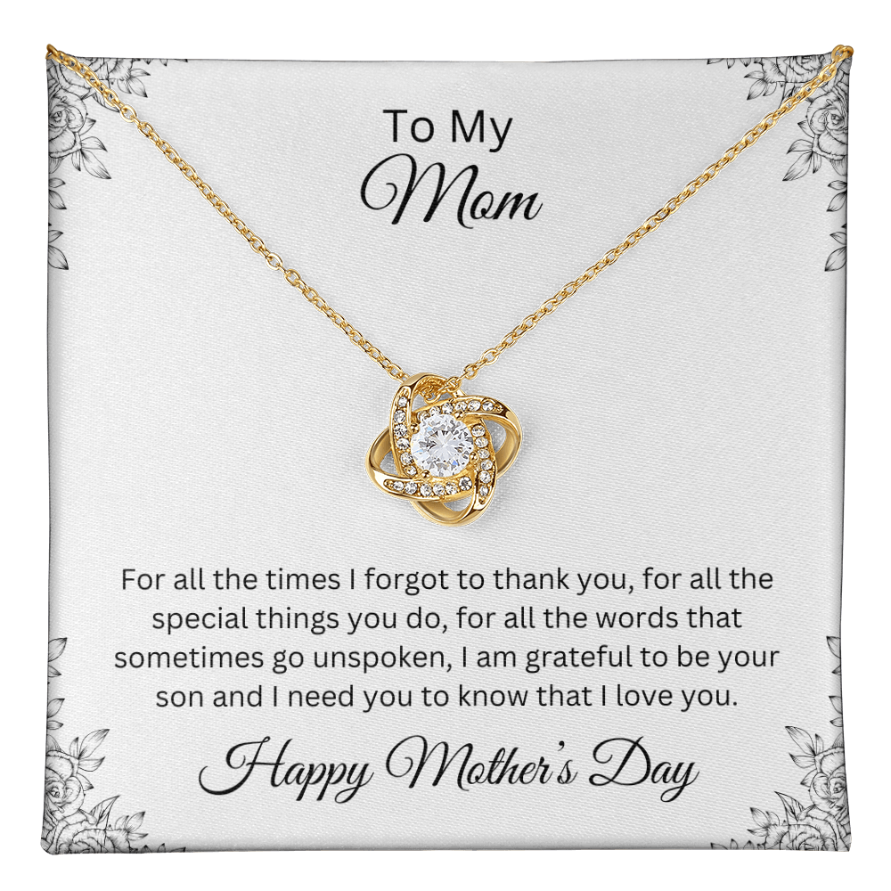 Love Knot Necklace/To My Mom Happy Mother's Day Love Son