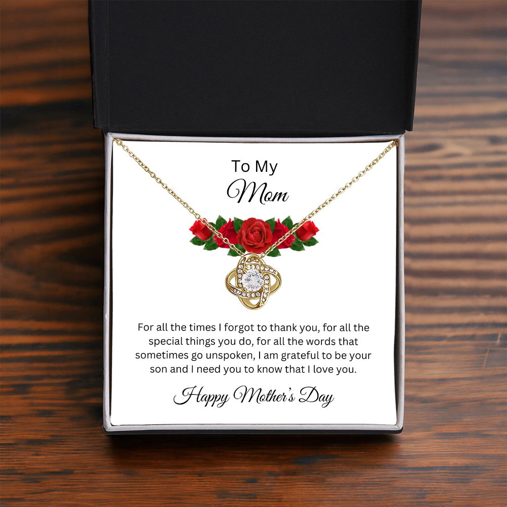 Love Knot Necklace/To My Mom Happy Mother's Day Love Son