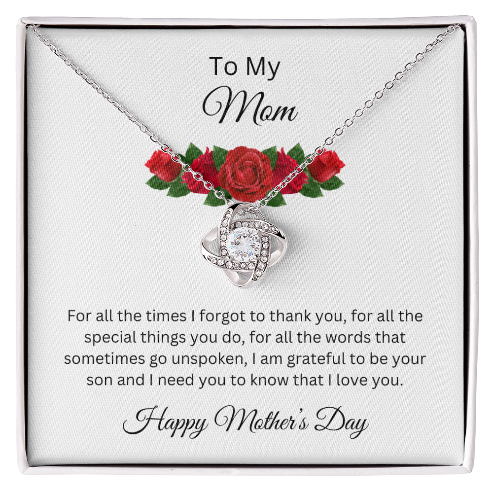 Love Knot Necklace/To My Mom Happy Mother's Day Love Son