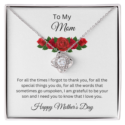 Love Knot Necklace/To My Mom Happy Mother's Day Love Son