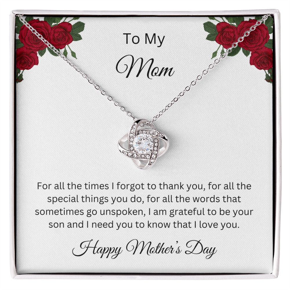 Love Knot Necklace/To My Mom Happy Mother's Day Love Son