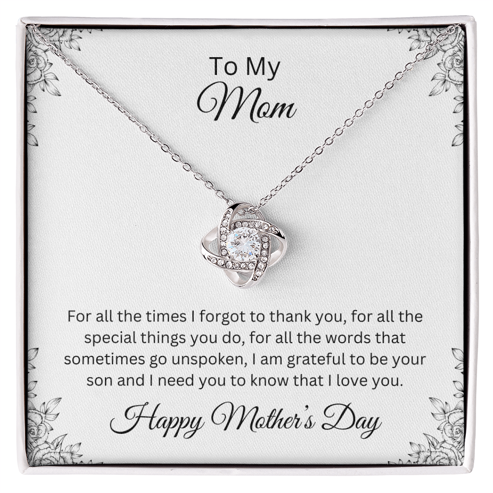 Love Knot Necklace/To My Mom Happy Mother's Day Love Son