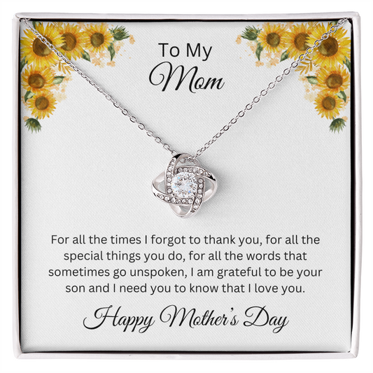 Love Knot Necklace/ To My Mom Happy Mother'sDay Love Son