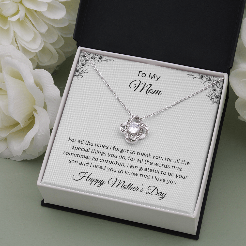 Love Knot Necklace/To My Mom Happy Mother's Day Love Son