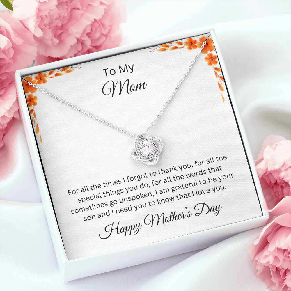 Love Knot Necklace/To My Mom Happy Mother's Day Love Son