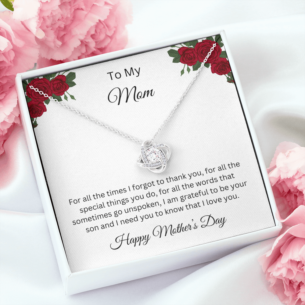 Love Knot Necklace/To My Mom Happy Mother's Day Love Son