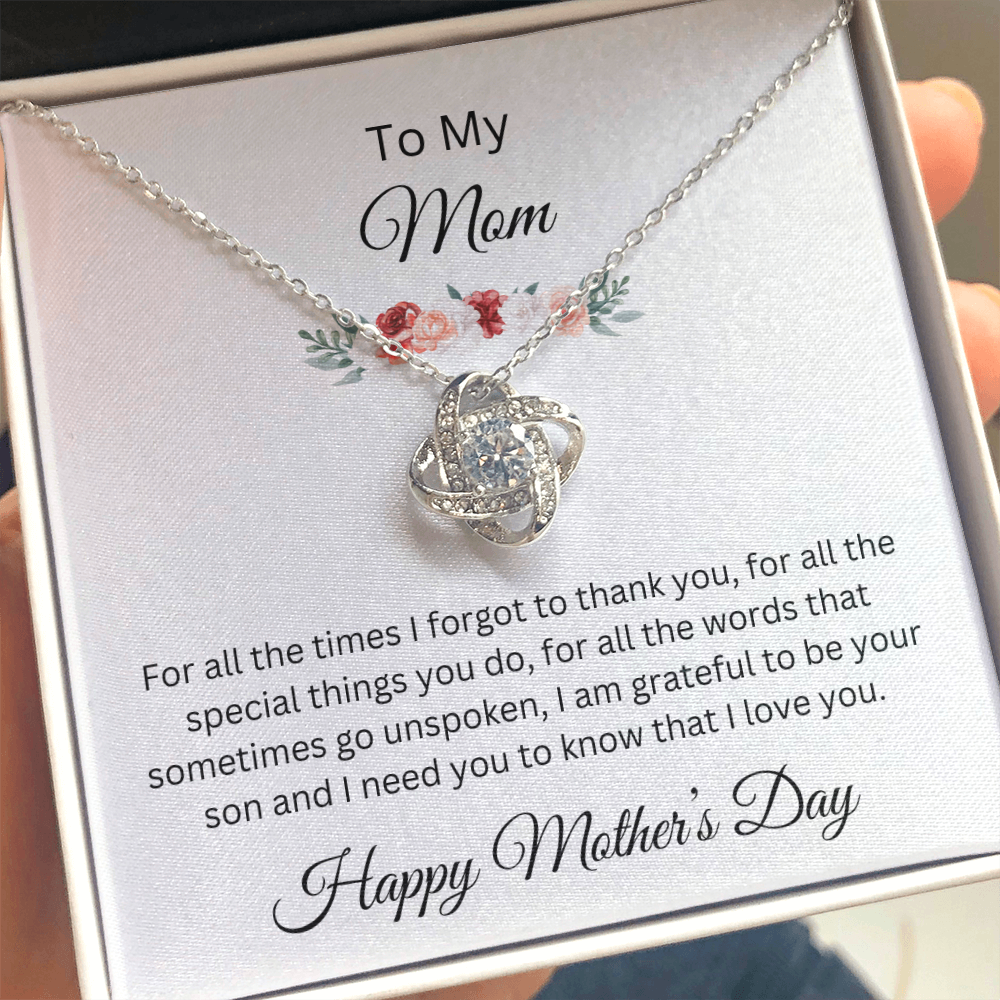 Love Knot Necklace/To My Mom Happy Mother's Day Love Son