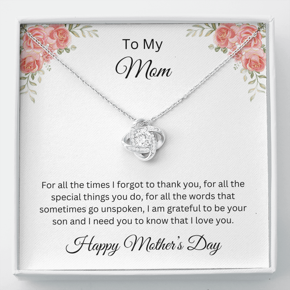 Love Knot Necklace/To My Mom Happy Mother's Day Love Son