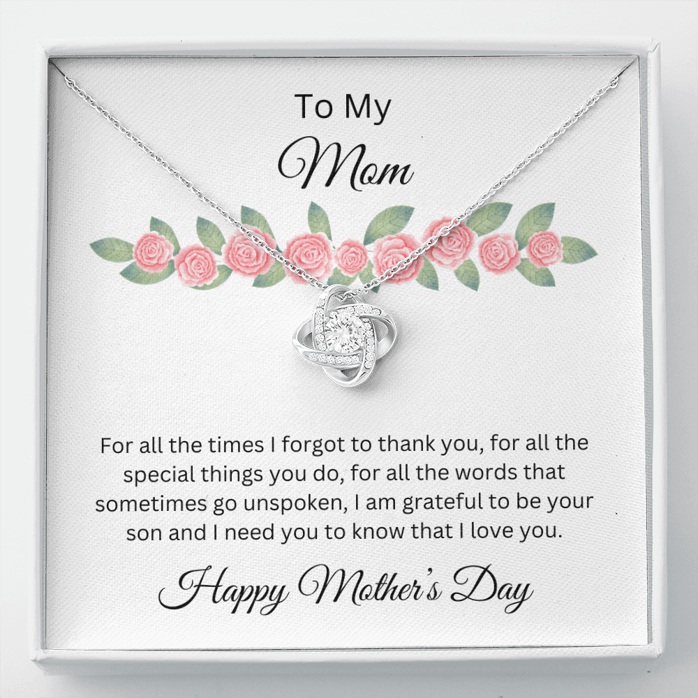 Love Knot Necklace/To My Mom Happy Mother's Day Love Son