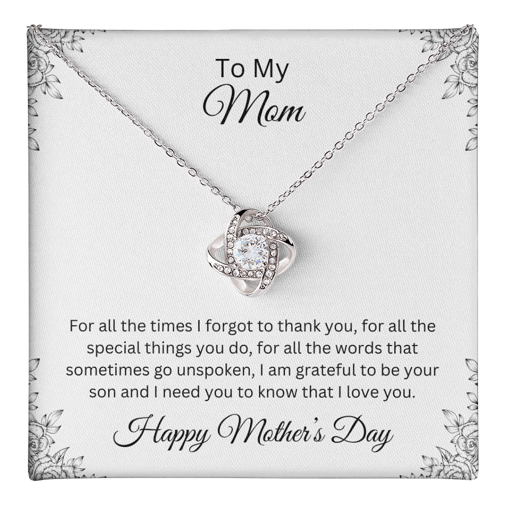 Love Knot Necklace/To My Mom Happy Mother's Day Love Son