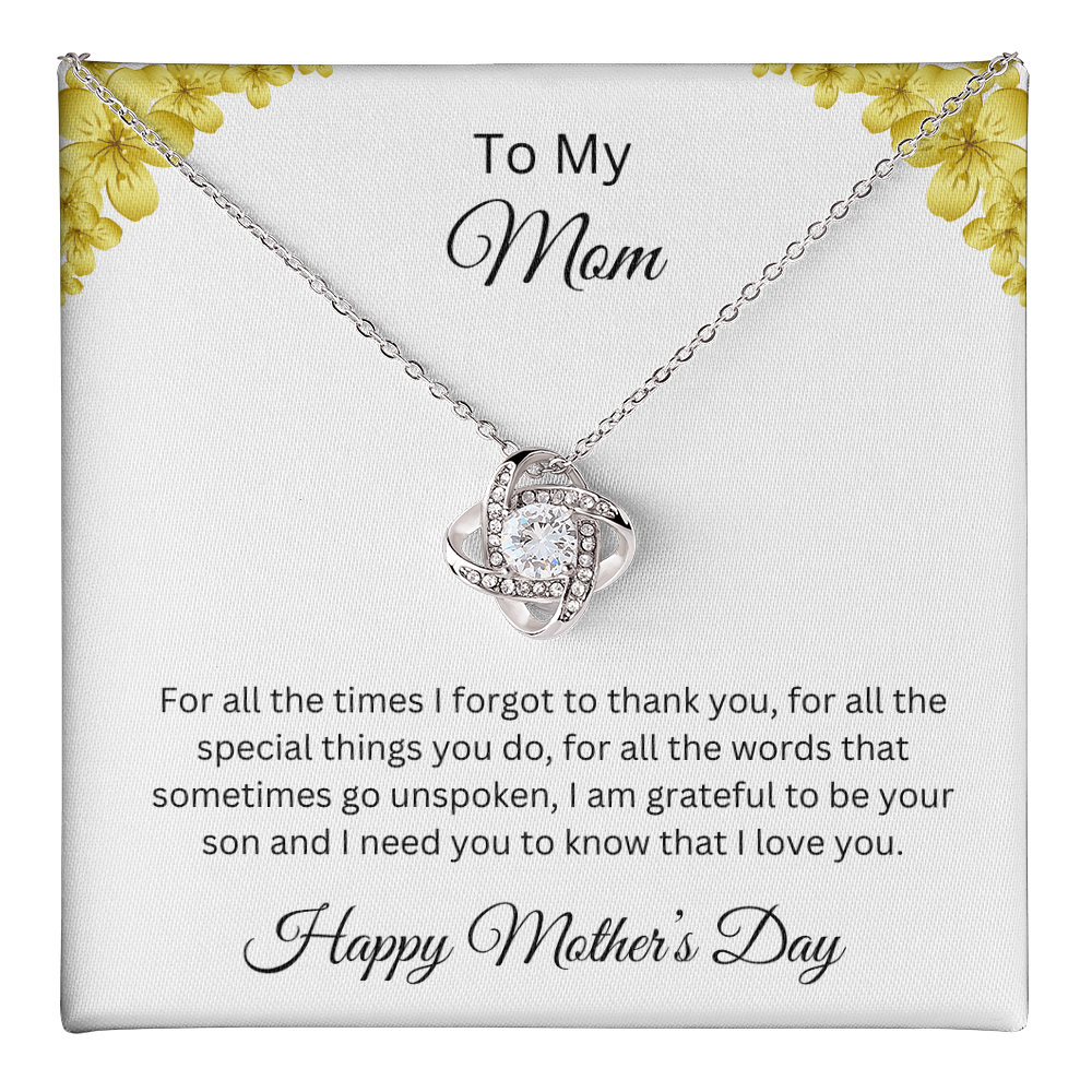 Love Knot Necklace/ To My Mom Happy Mother's Day Love Son