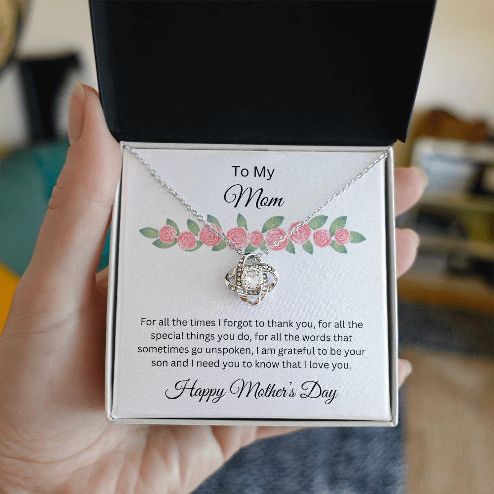 Love Knot Necklace/To My Mom Happy Mother's Day Love Son