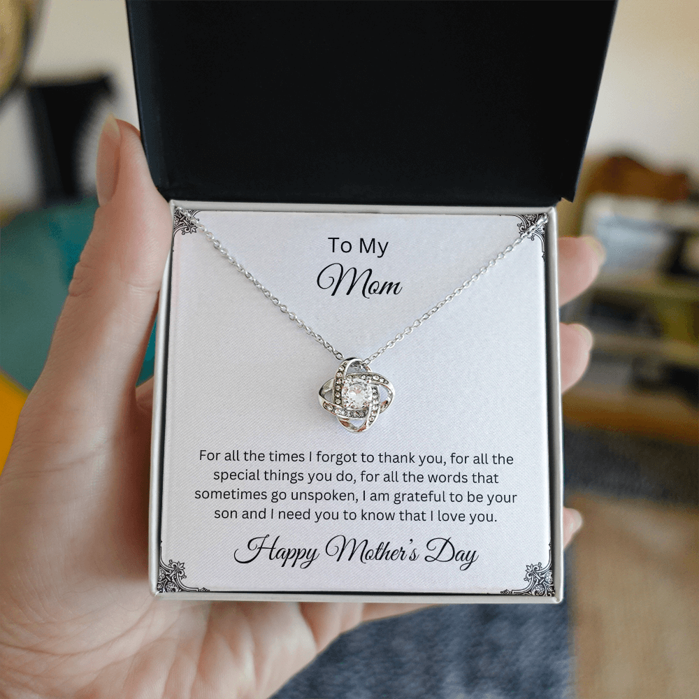 Love Knot Necklace/To My Mom Happy Mother's Day Love Son