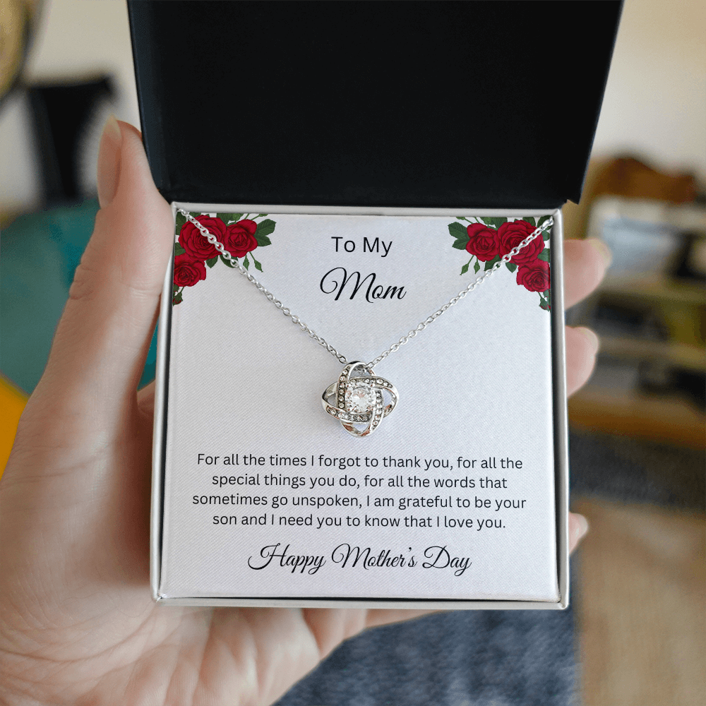 Love Knot Necklace/To My Mom Happy Mother's Day Love Son