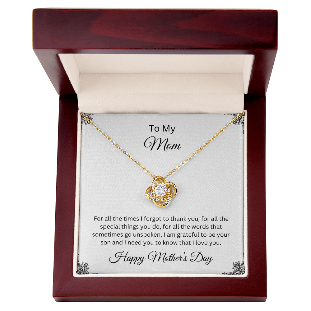 Love Knot Necklace/To My Mom Happy Mother's Day Love Son