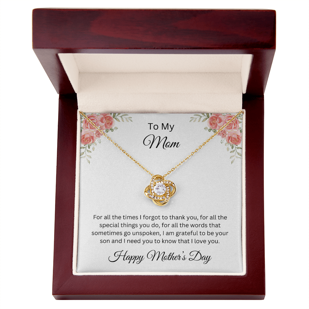 Love Knot Necklace/To My Mom Happy Mother's Day Love Son