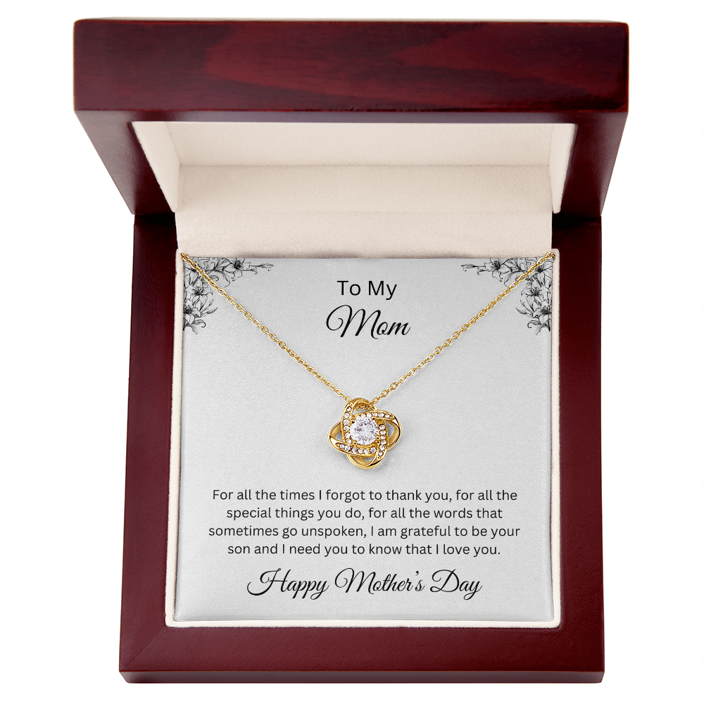 Love Knot Necklace/To My Mom Happy Mother's Day Love Son