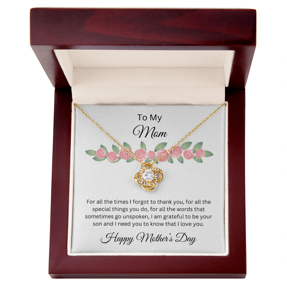 Love Knot Necklace/To My Mom Happy Mother's Day Love Son