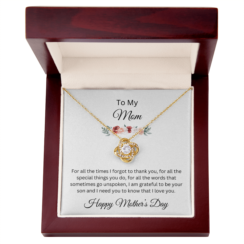 Love Knot Necklace/To My Mom Happy Mother's Day Love Son