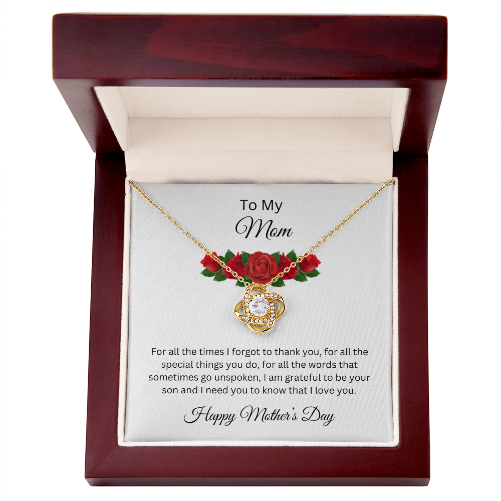 Love Knot Necklace/To My Mom Happy Mother's Day Love Son