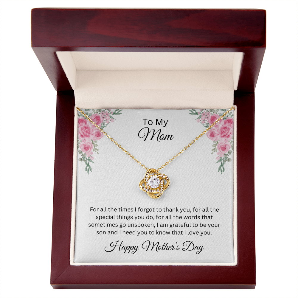 Love Knot Necklace/To My Mom Happy Mother's Day Love Son