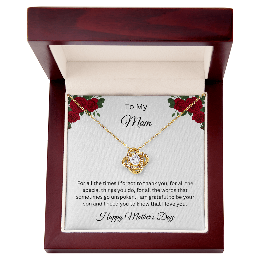 Love Knot Necklace/To My Mom Happy Mother's Day Love Son