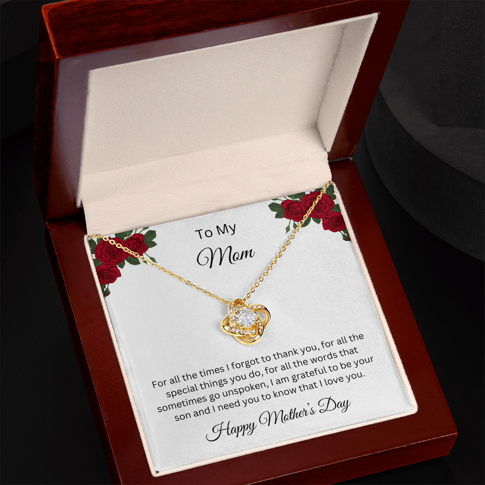 Love Knot Necklace/To My Mom Happy Mother's Day Love Son