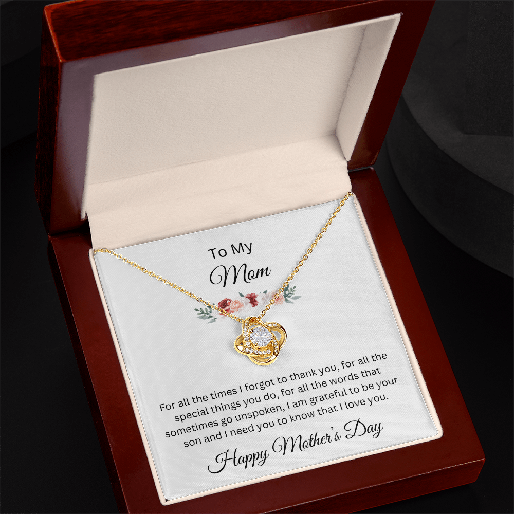 Love Knot Necklace/To My Mom Happy Mother's Day Love Son