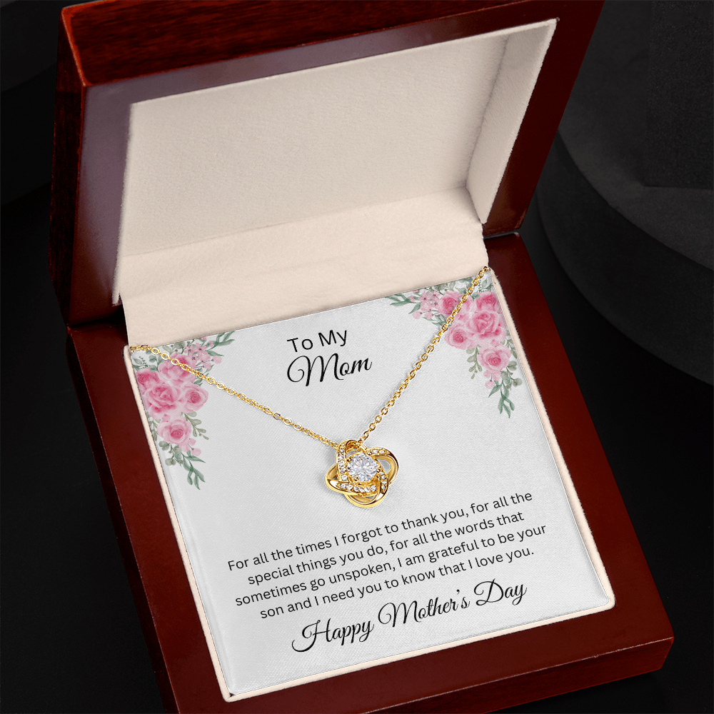 Love Knot Necklace/To My Mom Happy Mother's Day Love Son