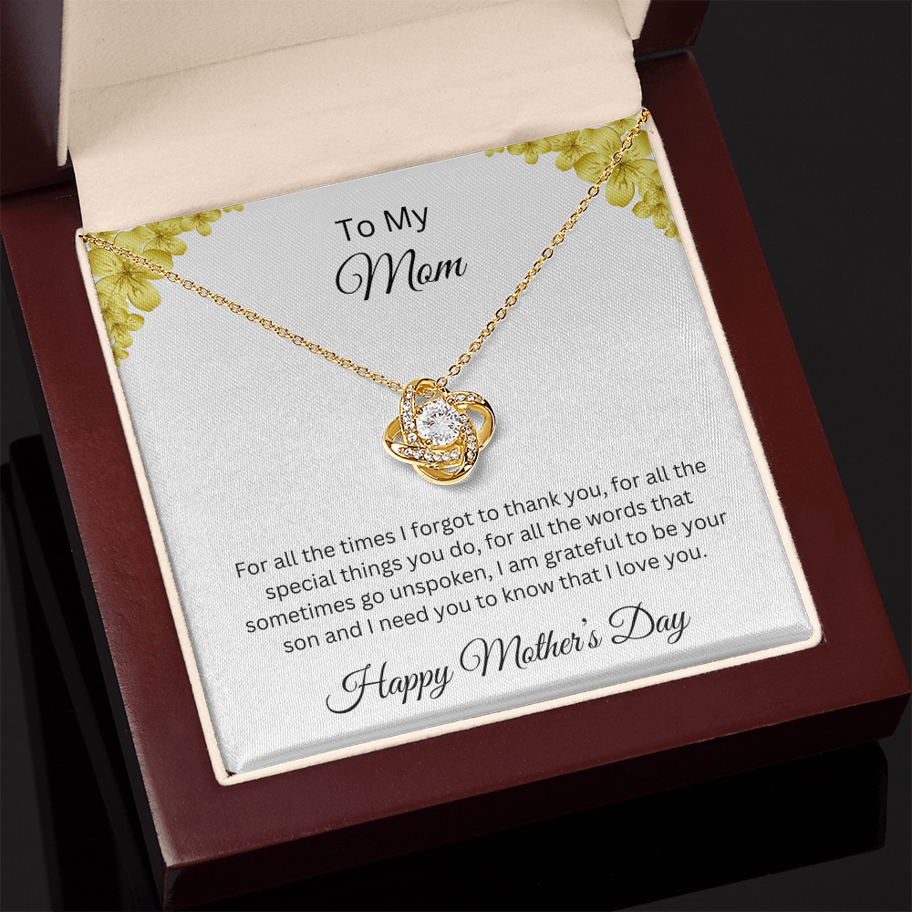 Love Knot Necklace/ To My Mom Happy Mother's Day Love Son