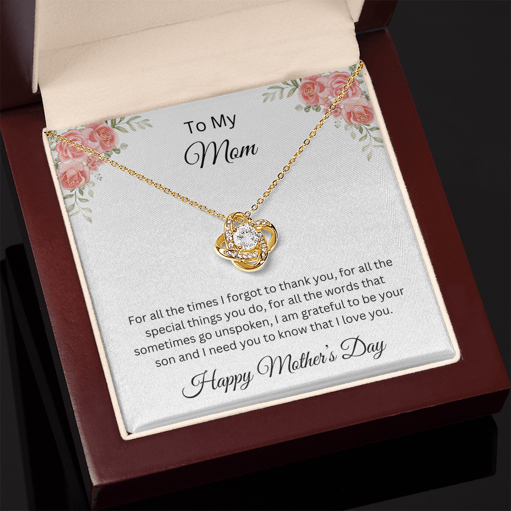 Love Knot Necklace/To My Mom Happy Mother's Day Love Son