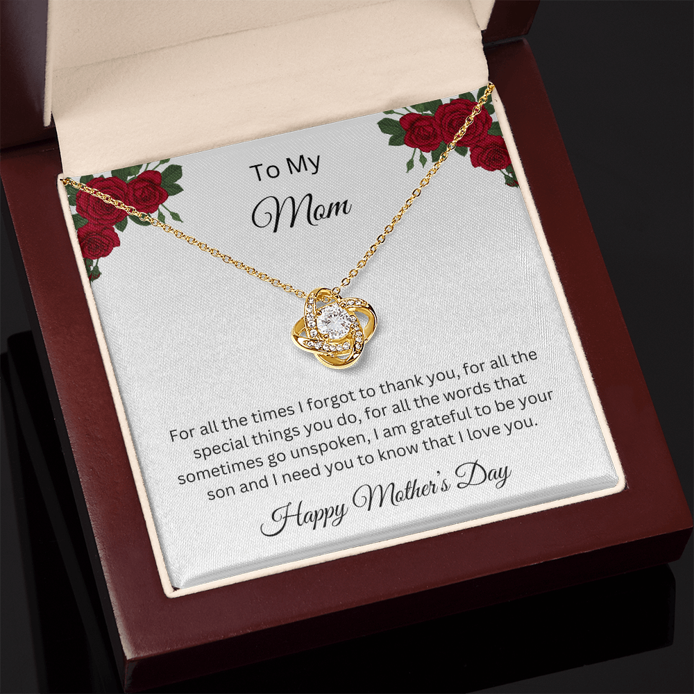 Love Knot Necklace/To My Mom Happy Mother's Day Love Son