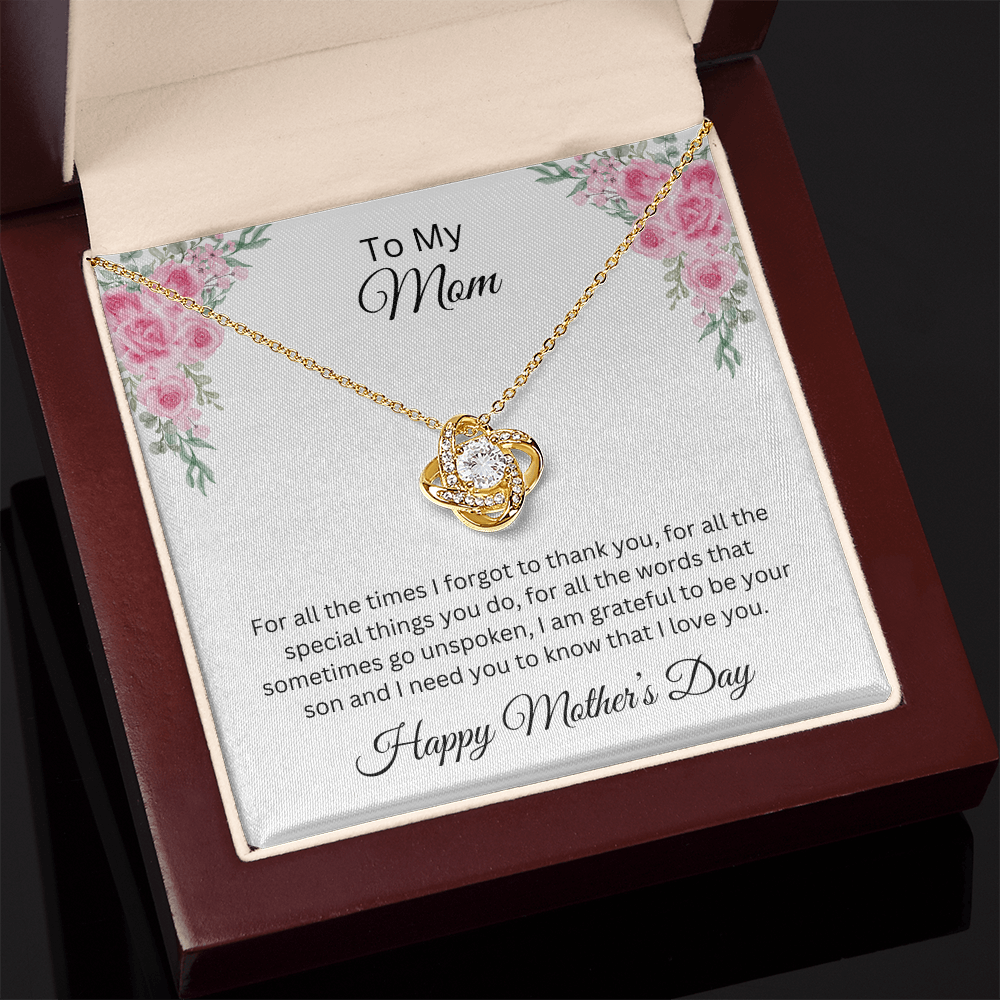 Love Knot Necklace/To My Mom Happy Mother's Day Love Son