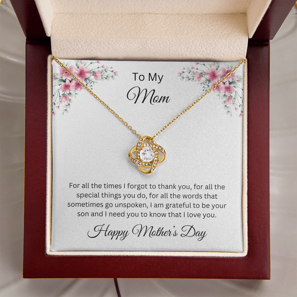 Love Knot Necklace/To My Mom Happy Mother's Day Love Son