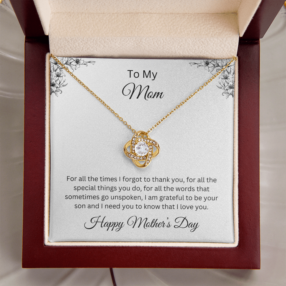 Love Knot Necklace/To My Mom Happy Mother's Day Love Son